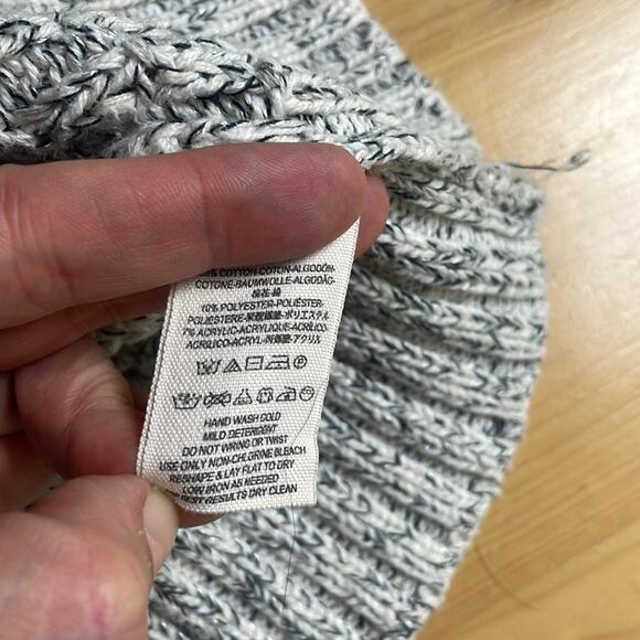 Free People Marled Ivory Twisted Cable Cropped Turtleneck Sweater women's L - Picture 10 of 12